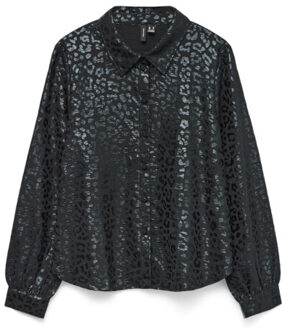 Vero Moda Vmcarla foil ls shirt wvn ga - Zwart