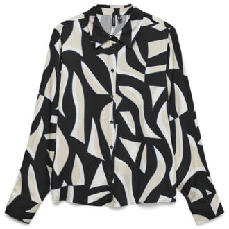 Vero Moda Vmcindy regina ls shirt wvn ga dessin - maat M Zwart