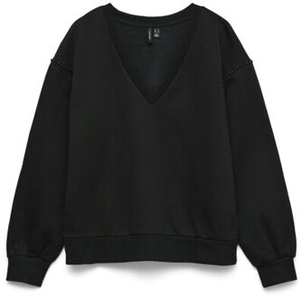 Vero Moda Vmdaisy pearl v-neck sweat jrs ga b Zwart