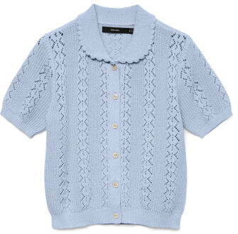 Vero Moda Vmdaria ss poloneck cardigan - maat L Blauw