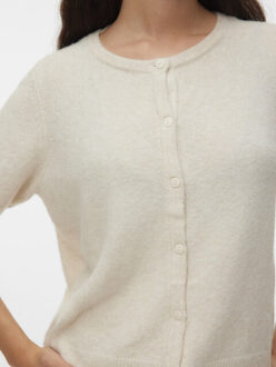 Vero Moda vmdoffy 2/4 o-neck button cardigan 10345011 birch Ecru - S