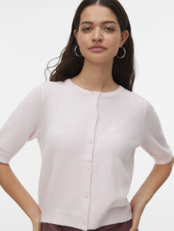 Vero Moda vmdoffy 2/4 o-neck button cardigan 10345011 pink-a-boo - maat M Roze