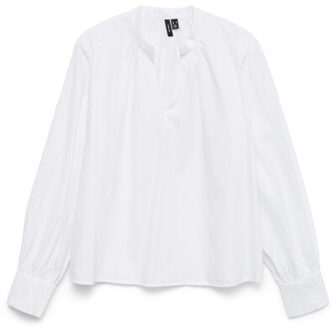 Vero Moda Vmfanni ls v-neck top wvn ga - maat M Wit
