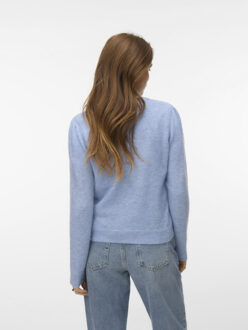 Vero Moda vmfiorella emb ls o-neck short card 10340096 brunnera blue Lichtblauw