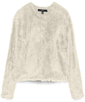 Vero Moda vmfluffy ls o-neck cardigan 10337471 birch - maat M Ecru