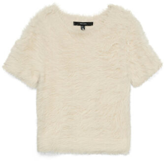 Vero Moda vmfluffy ss o-neck pullover 10336640 birch - maat L Ecru