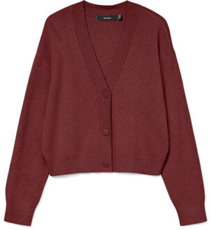 Vero Moda Vmgold art ls v-neck cardigan bordeaux Rood
