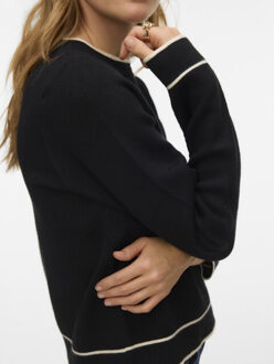 Vero Moda Vmgold ls o-neck double contrast pull - Zwart