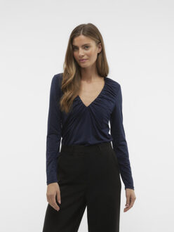 Vero Moda Vmhanna bianca ls v-neck top jrs po navy Blauw - XS