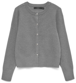 Vero Moda vmkacy ls o-neck cardigan 10334916 medium grey melange Grijs
