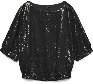 Vero Moda Vmkaje ss balloon short sq top jrs - maat L Zwart