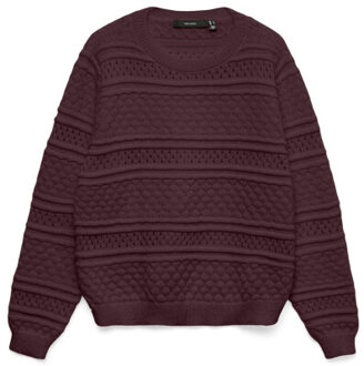 Vero Moda Vmleo ls o-neck pullover bf Rood - XL