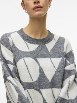 Vero Moda vmlove ls o-neck pullover boo 10331432 medium grey Grijs - S