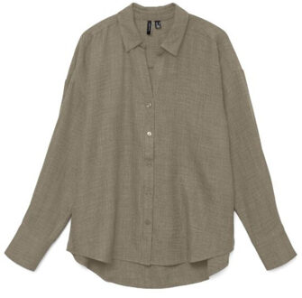 Vero Moda Vmmelaney queeny ls shirt wvn noos - maat L Bruin