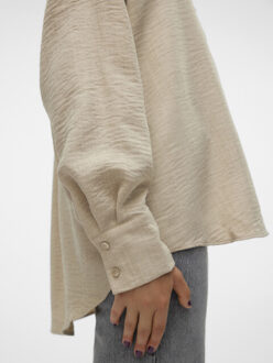 Vero Moda Vmmelaney queeny ls shirt wvn noos - maat S Beige