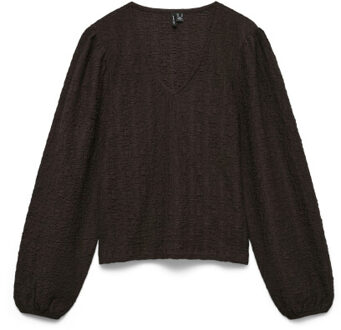Vero Moda Vmmerel ls v-neck top jrs exp - maat S Bruin