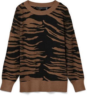 Vero Moda Vmnancy ls o-neck long pullover boo Bruin - S