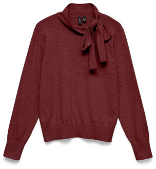 Vero Moda Vmnina bow ls knit pullover exp bordeaux Rood