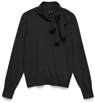 Vero Moda Vmnina bow ls knit pullover exp - Zwart