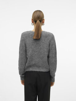 Vero Moda Vmnovah ls o-neck button cardi ga n Grijs