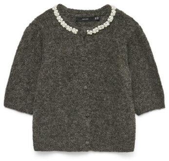 Vero Moda Vmocean 2/4 o-neck jewellery cardig Bruin - XL