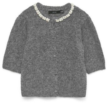 Vero Moda Vmocean 2/4 o-neck jewellery cardig Grijs - L