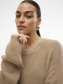 Vero Moda Vmpuff ls o-neck pullover boo taupe Bruin