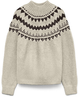 Vero Moda vmvivian ls highneck pullover 10335032 birch Ecru