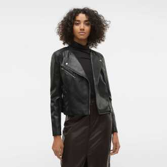 Vero Moda Women's Vero Moda Riley Faux Leather Jacket in Black Zwart - EU 36 / UK 8