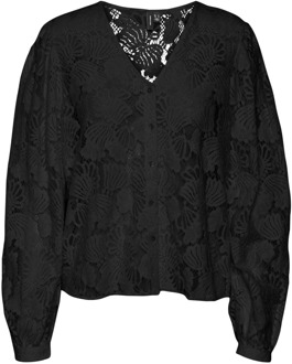 Vero Moda Zwarte Kant Blouse | Freewear Zwart Vero Moda , Black , Dames - Xl,L,M,S