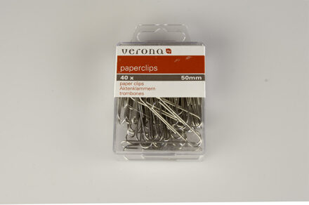 Verona Doos à 30 paperclips gekleurd groot zilver