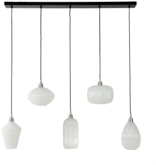 Veronica hanglamp 5L gestreept wit glas