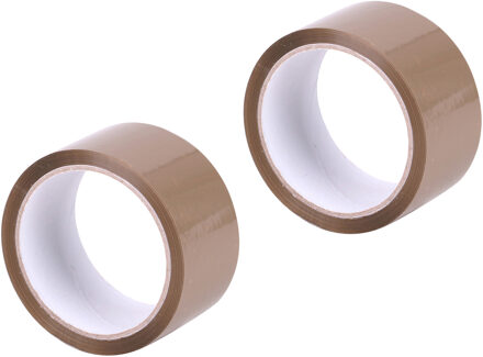Verpakkingstape - 2x - bruin - 48mm x 50m - verpakkingsbenodigdheden voor kantoor/thuis