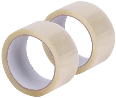 Verpakkingstape - 2x - transparant - 48mm x 50m - verpakkingsbenodigdheden voor kantoor/thuis