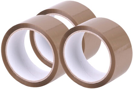 Verpakkingstape - 3x - bruin - 48mm x 50m - verpakkingsbenodigdheden voor kantoor/thuis