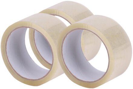 Verpakkingstape - 3x - transparant - 48mm x 50m - verpakkingsbenodigdheden voor kantoor/thuis