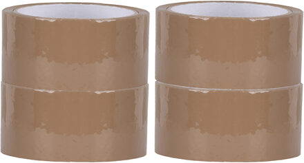 Verpakkingstape - bruin - 4x - 48mm x 50m - verpakkingsbenodigdheden voor kantoor/thuis