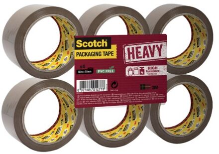 Verpakkingstape Scotch Heavy 50mmx66m bruin 6 rollen