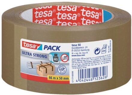 Verpakkingstape Tesa 50mmx66m bruin ultra sterk PVC