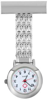 Verpleegkundige Zakhorloge Rvs Arabische Cijfers Quartz Broche Arts Verpleegkundige Pocket Fob Horloge zilver 2
