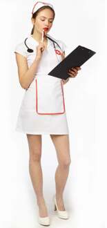 Verpleegster kostuum Jolyn 2-delig Wit - Transparant