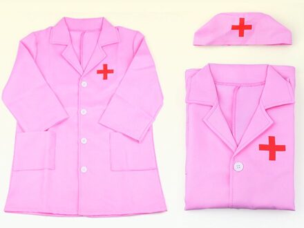 Verpleegster Uniform Halloween Kids Doctor Kostuum Kinderen Kleuterschool Prestaties Cosplay Ziekenhuis Jas Met Cap Roze