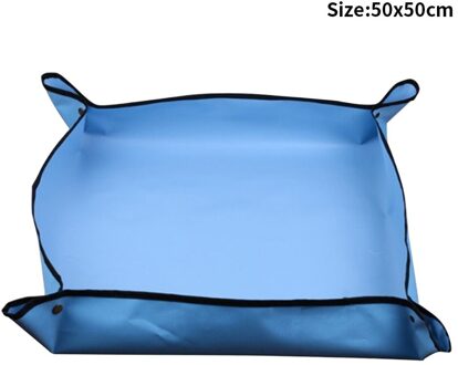 Verpotten Mat Effen Vierkante Indoor Plant Oppotten Waterdicht Doek Anti Vuile Schoon Tuin Herbruikbare Home Opvouwbare Draagbare blauw 50x50cm