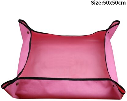 Verpotten Mat Effen Vierkante Indoor Plant Oppotten Waterdicht Doek Anti Vuile Schoon Tuin Herbruikbare Home Opvouwbare Draagbare roze 50x50cm