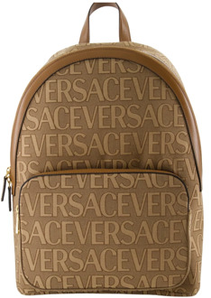 Versace Allover Rugzak met Ritssluiting Versace , Brown , Heren - ONE Size