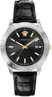 Versace Analoge Datum Kwarts Horloge Saffierglas Versace , Gray , Heren - ONE Size