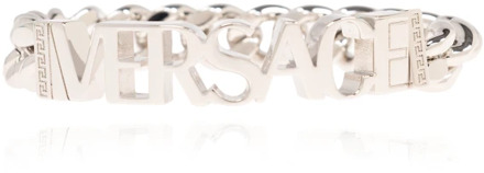 Versace Armband met logo Versace , Gray , Heren - L,M