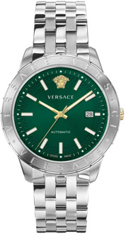 Versace Automatisch horloge met datumvenster en roestvrijstalen armband Versace , Gray , Heren - ONE Size