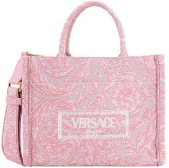 Versace Barocco Canvas Handtas met Vintage Logo Versace , Pink , Dames - ONE Size
