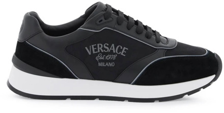 Versace Barocco Jacquard Lage Sneakers Versace , Black , Heren - 44 Eu,42 Eu,43 Eu,41 Eu,45 Eu,40 EU